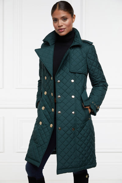 Enstone Quilted Trench Coat (Emerald)