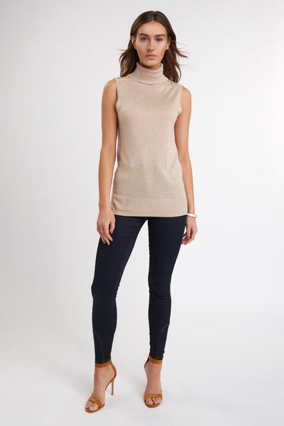 Luxury Sleeveless Roll Neck (Camel)