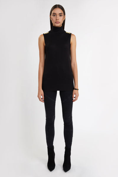 Luxury Sleeveless Roll Neck (Black)