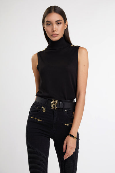 Luxury Sleeveless Roll Neck (Black)