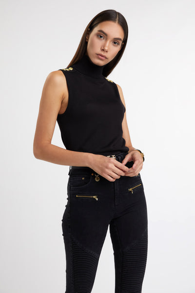 Luxury Sleeveless Roll Neck (Black)