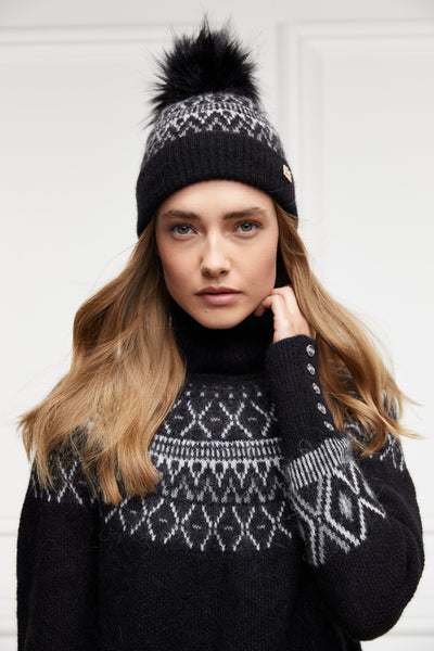 Fairisle Bobble Hat (Black)