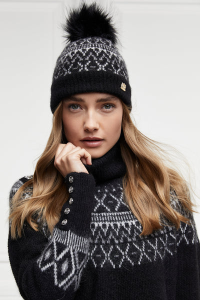 Fairisle Bobble Hat (Black)