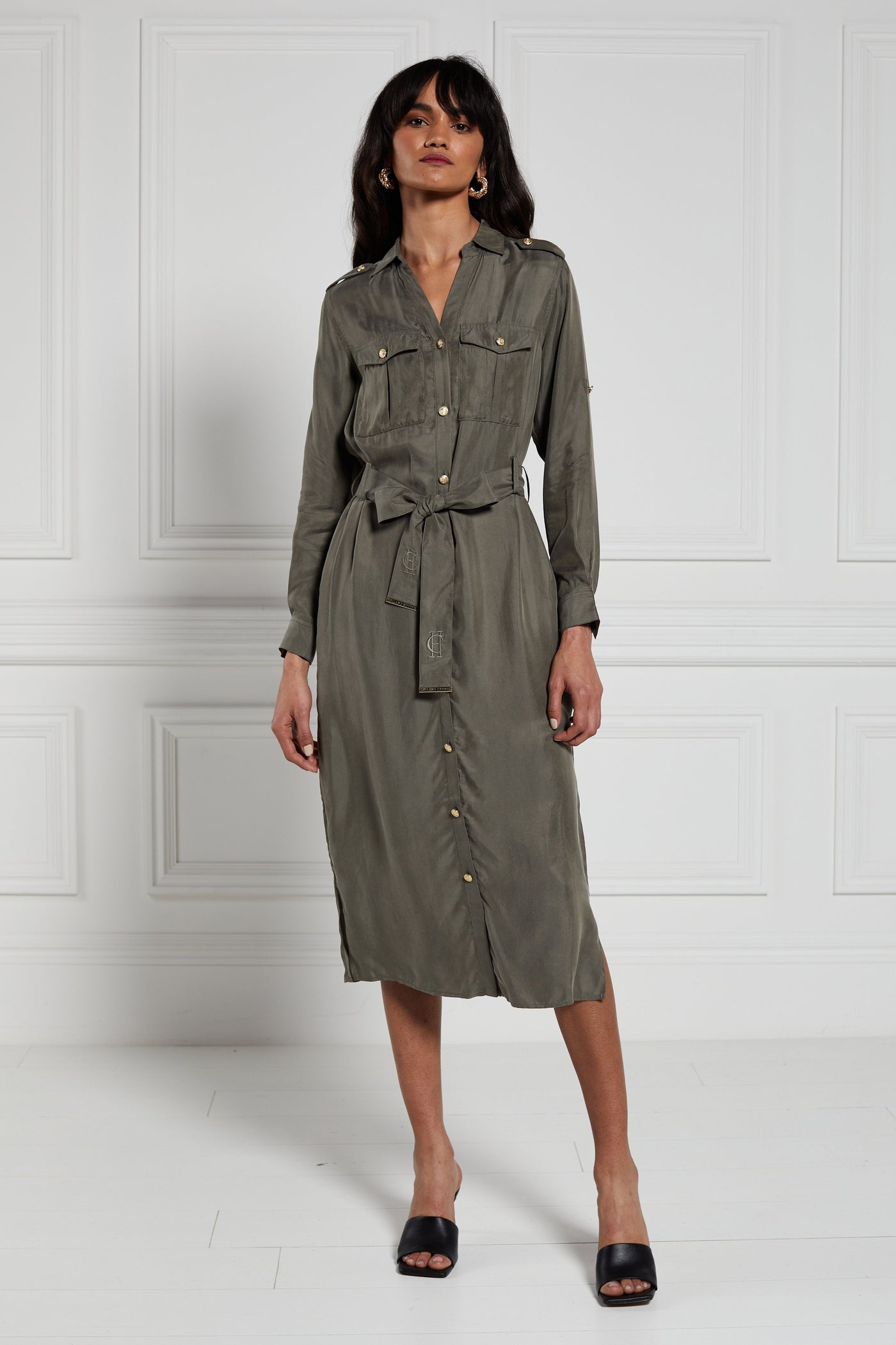 Military Midi Dress (Khaki)