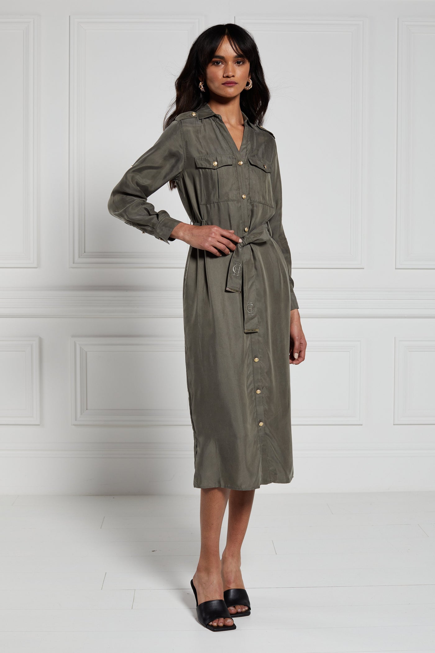 Military Midi Dress (Khaki)