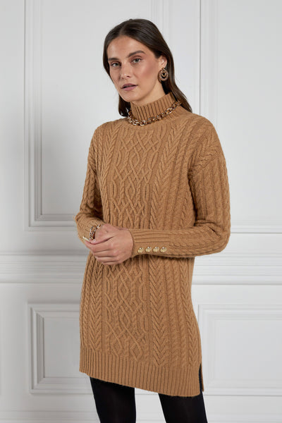 Windsor Cable Mini Dress (Dark Camel)