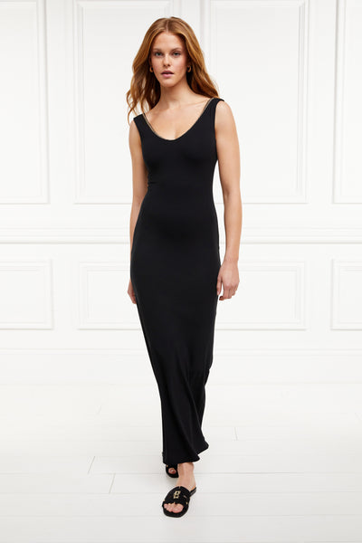 Amber V-Neck Maxi Dress (Black)