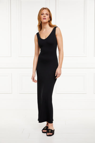 Amber V-Neck Maxi Dress (Black)