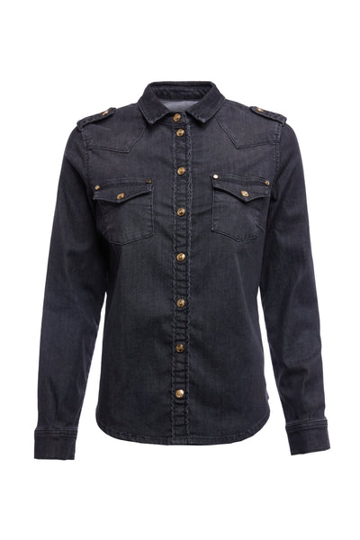 Western Denim Shirt (Washed Black)