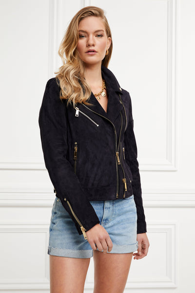 Suede Biker Jacket (Ink Navy)