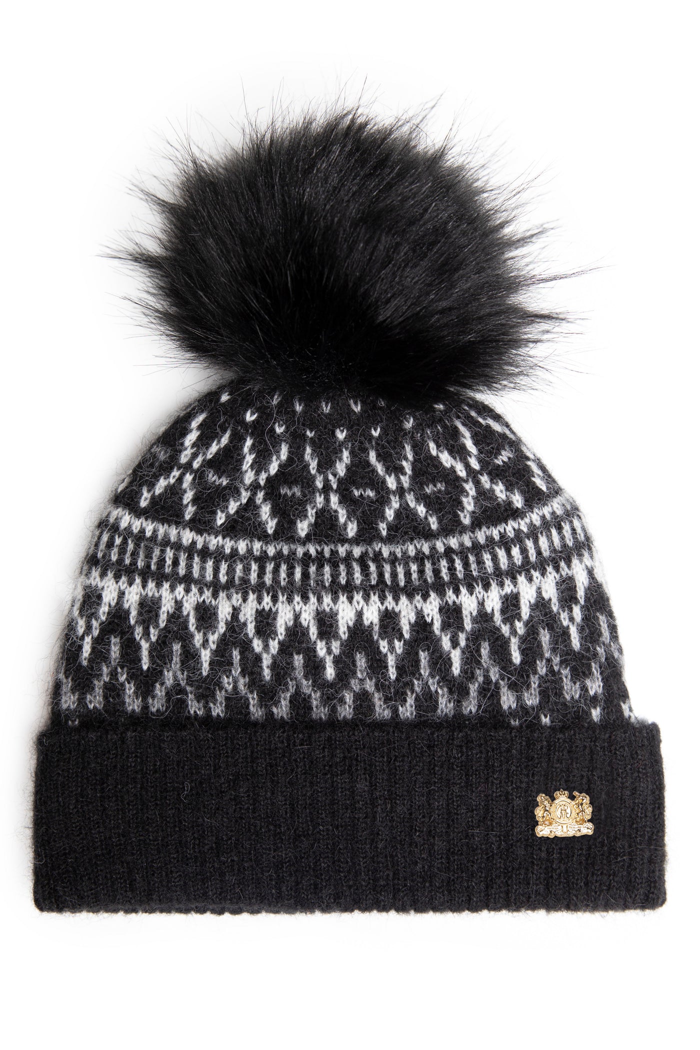 Fairisle Bobble Hat (Black)