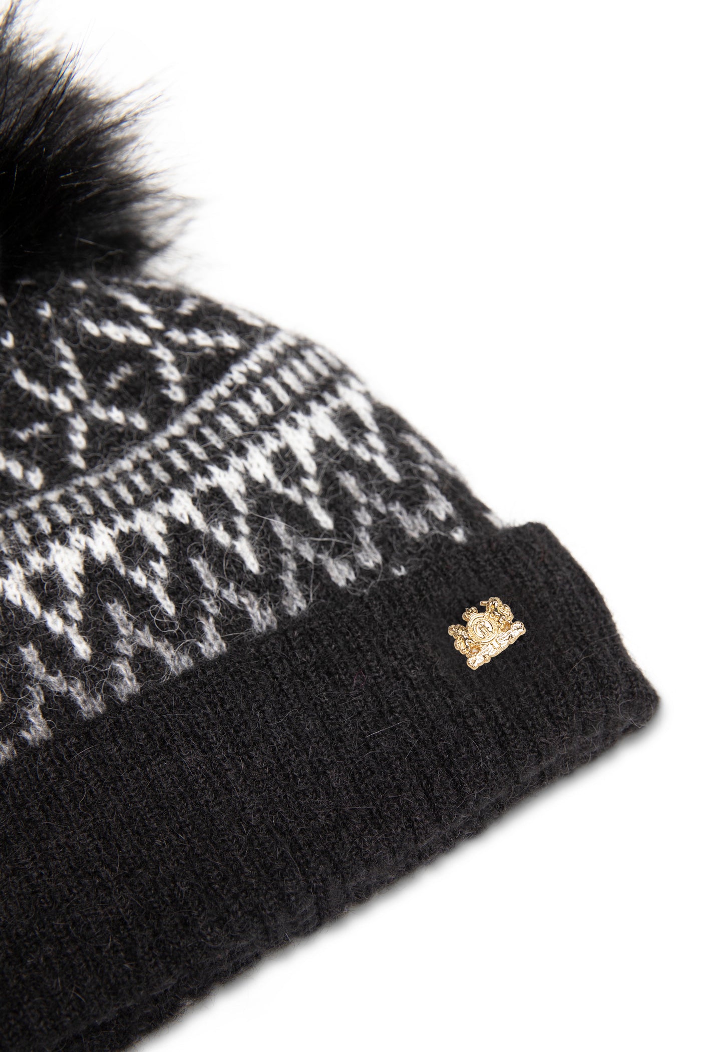 Fairisle Bobble Hat (Black)