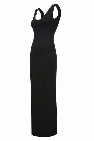 Amber V-Neck Maxi Dress (Black)