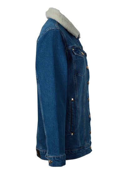 Longline Denim Jacket (Classic Indigo Sherpa)