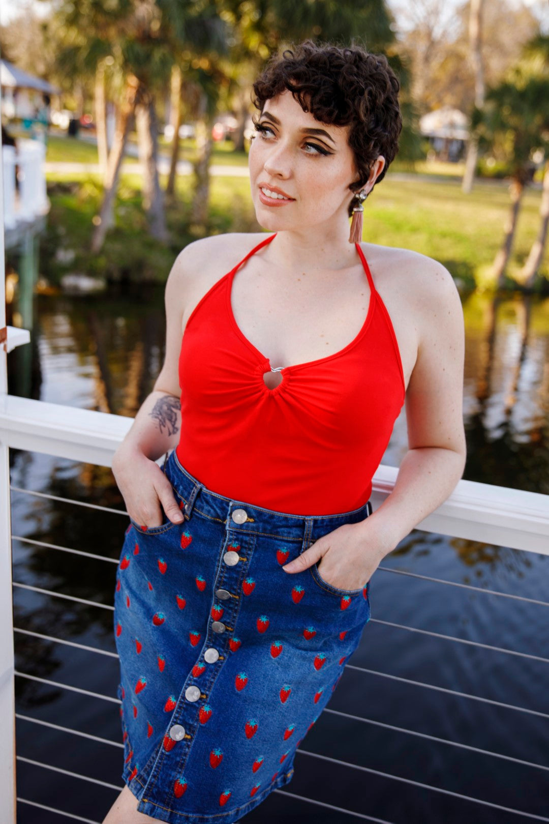 Strawberry Denim Mini Skirt