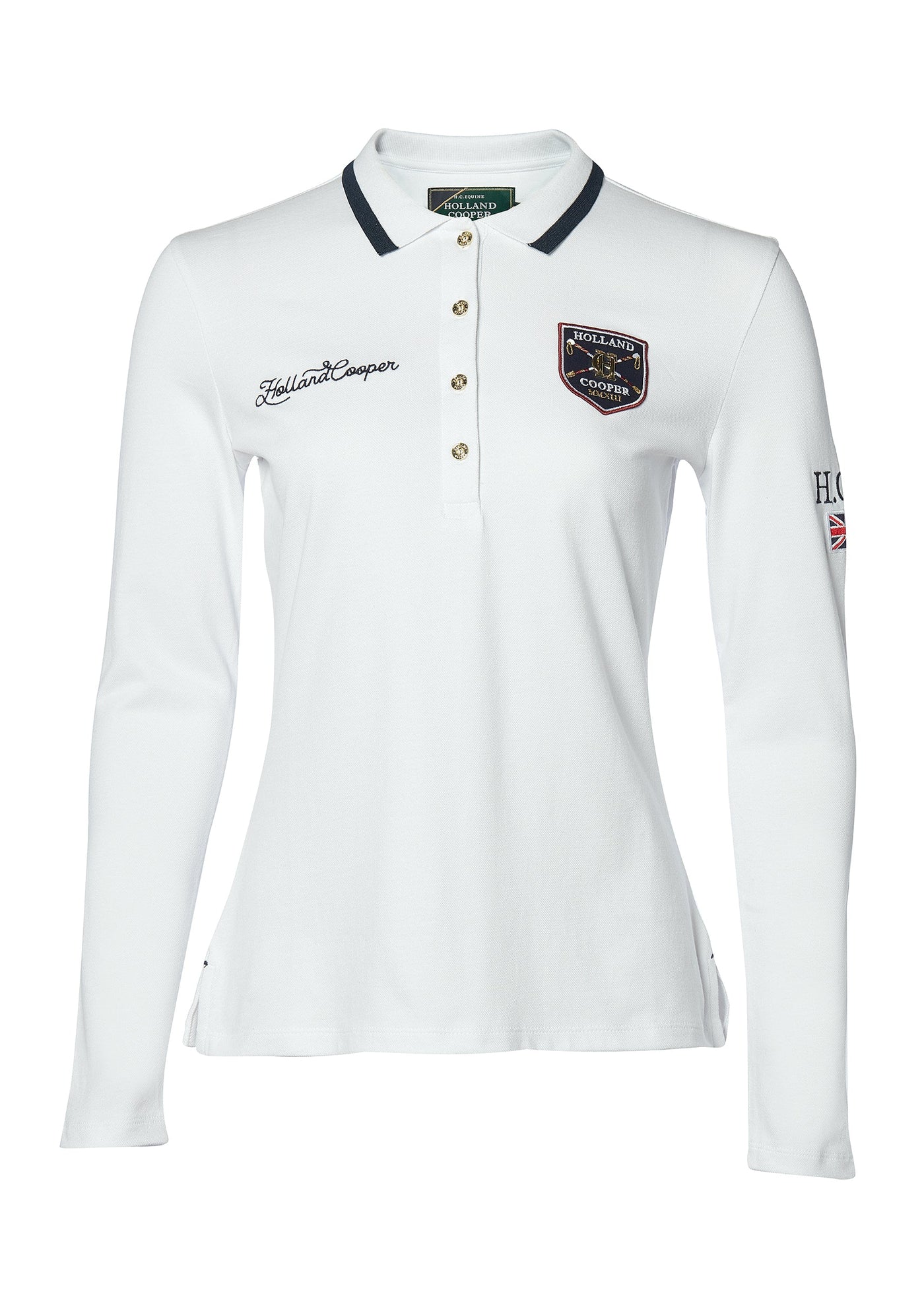 Classic Long Sleeve Polo Shirt (White)