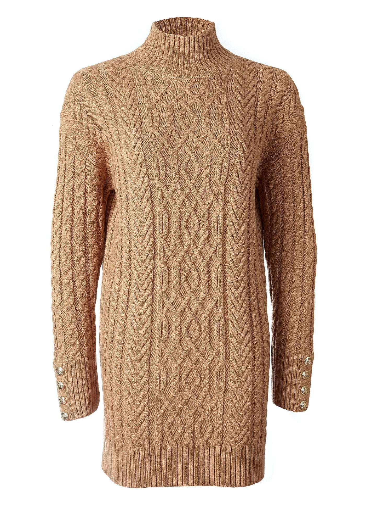 Windsor Cable Mini Dress (Dark Camel)