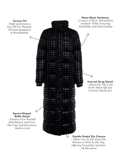 Crawford Longline Coat (Mono Houndstooth)