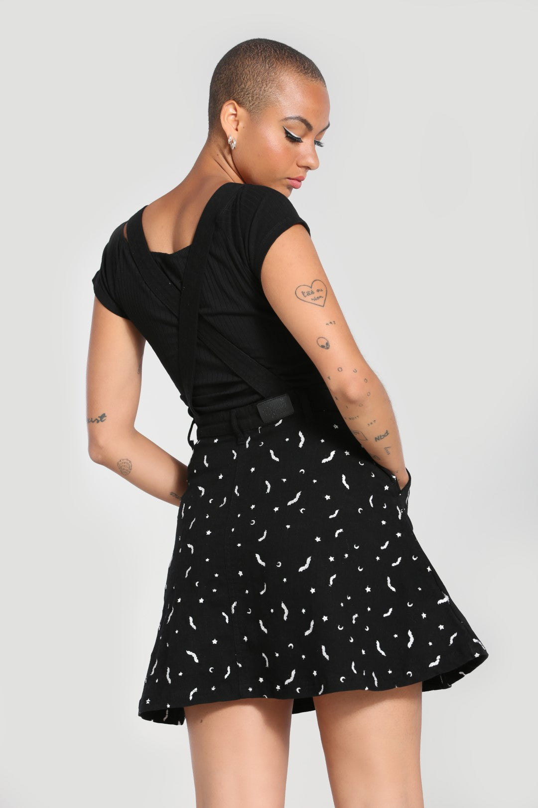 Bat Pinafore Dress Black