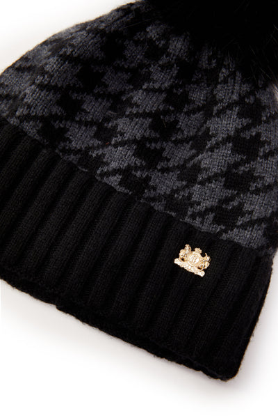 Heritage Bobble Hat (Grey Houndstooth)