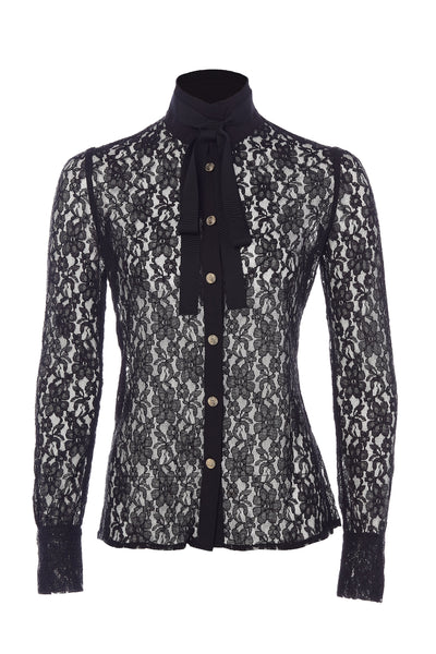 Lace Tie Shirt (Black)