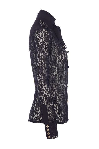 Lace Tie Shirt (Black)