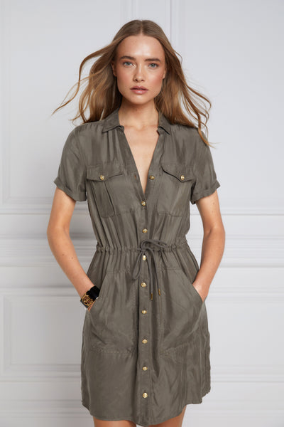 Military Shirt Dress (Misty Khaki)