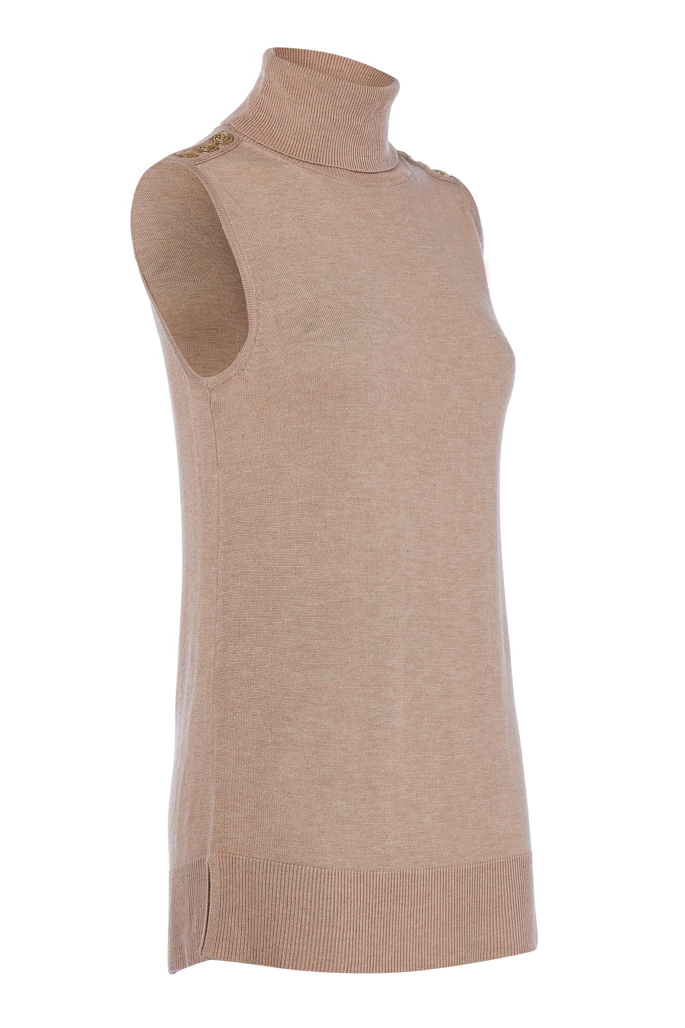 Luxury Sleeveless Roll Neck (Camel)