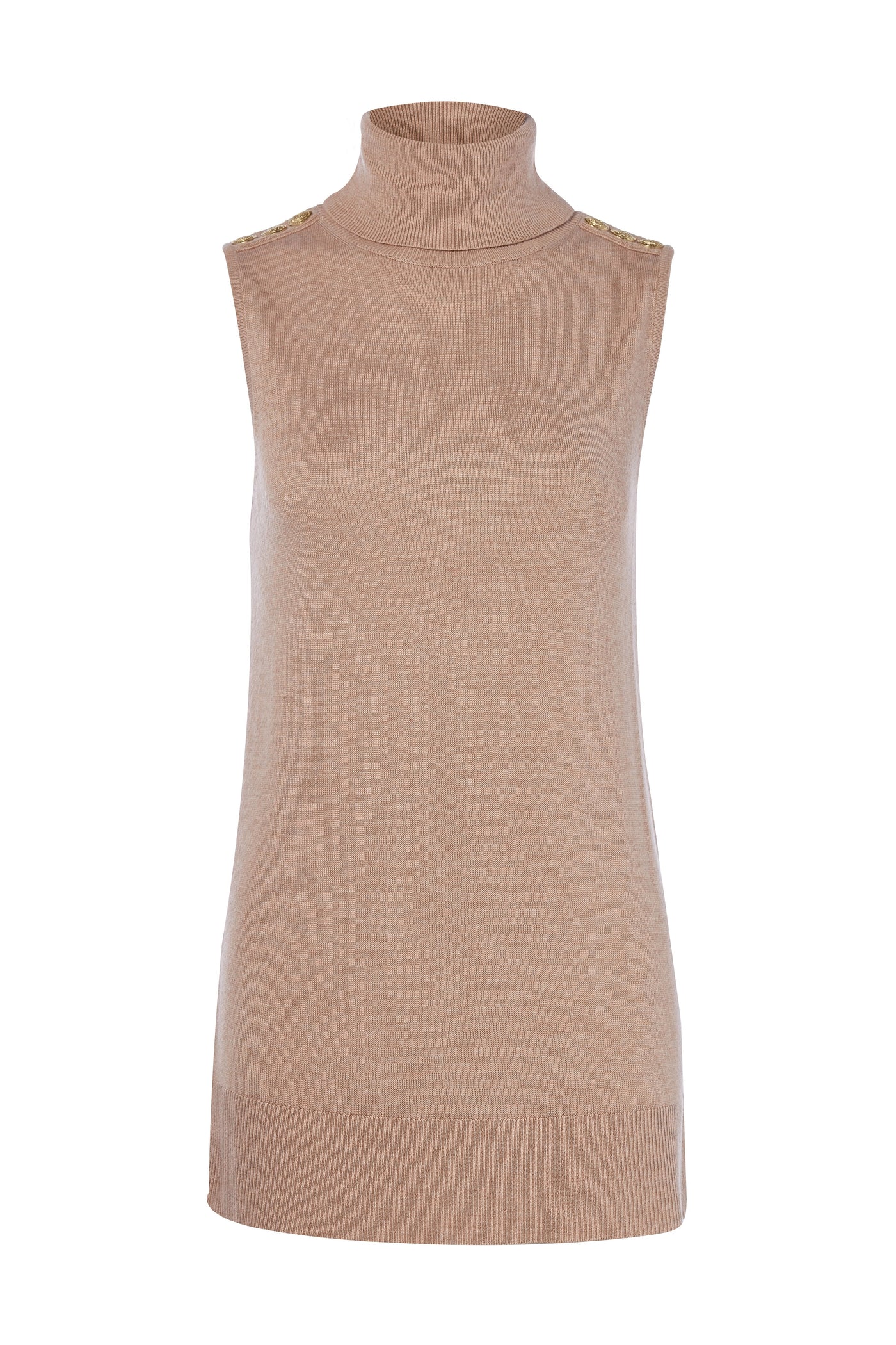 Luxury Sleeveless Roll Neck (Camel)