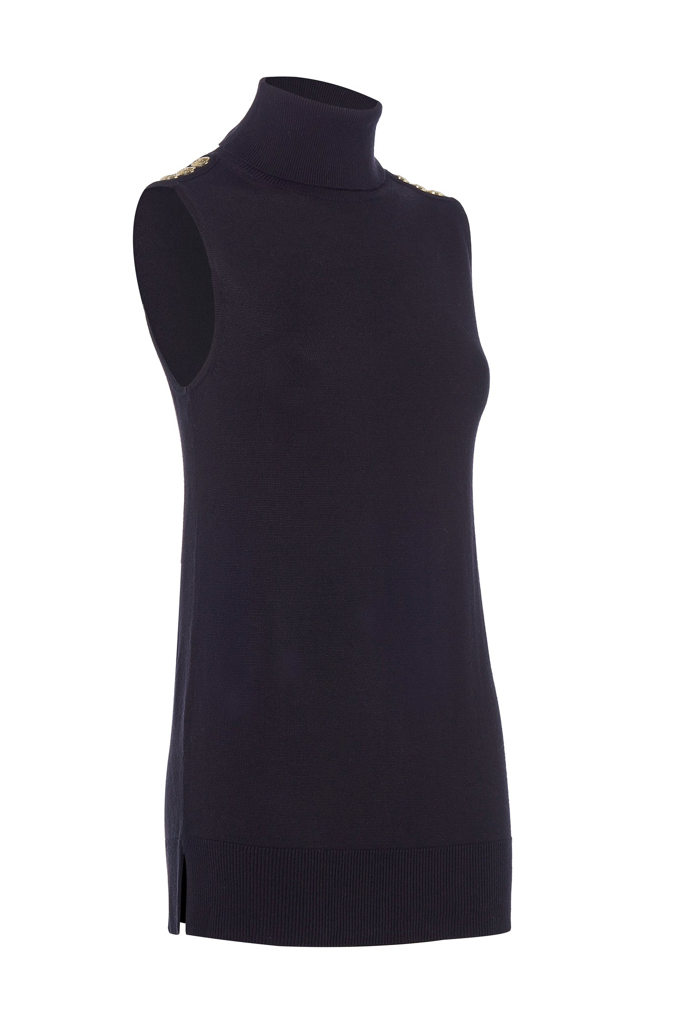 Luxury Sleeveless Roll Neck (Black)