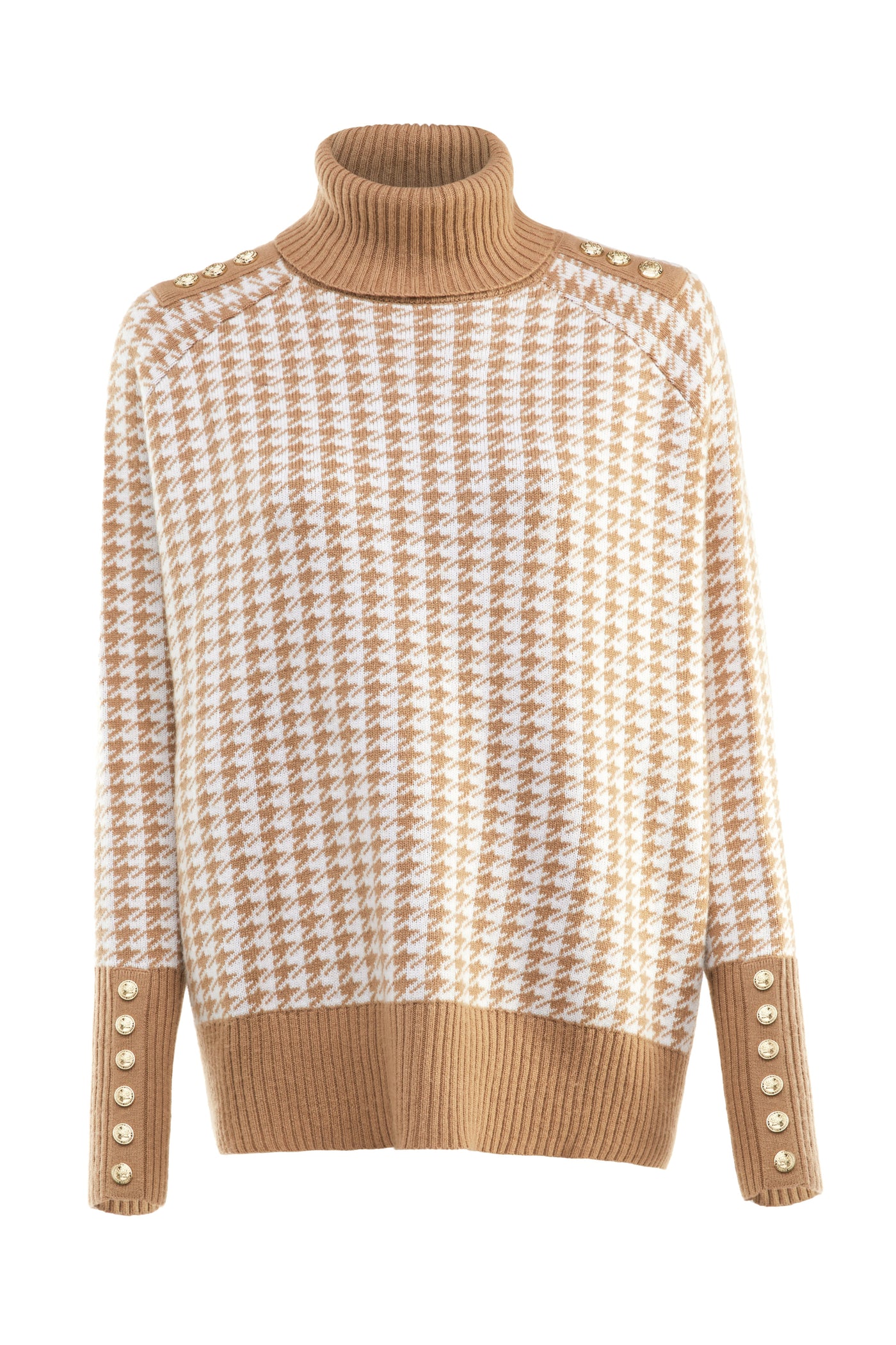 Kingsbury Cape Knit (Camel Houndstooth)