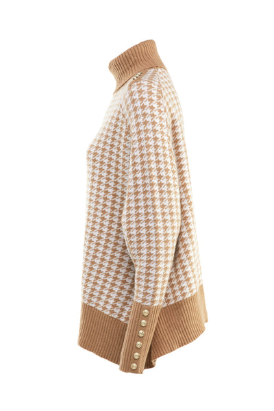 Kingsbury Cape Knit (Camel Houndstooth)