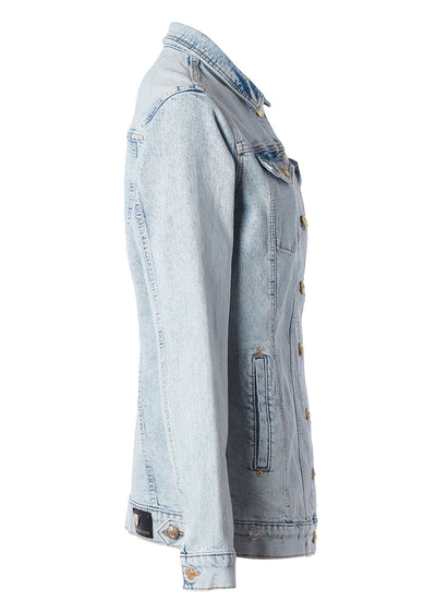 Longline Denim Jacket (Light Denim Wash)