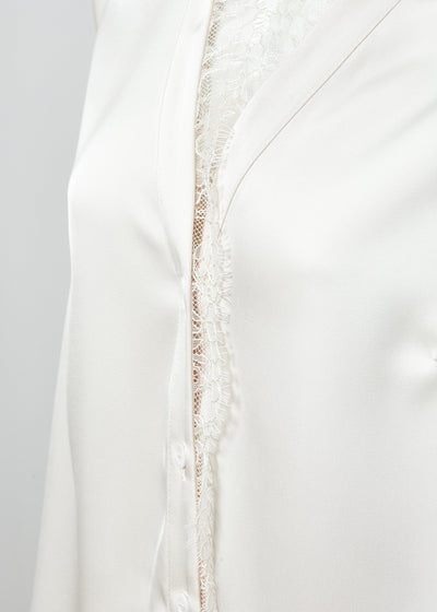 Lace V-Neck Blouse (Oyster)