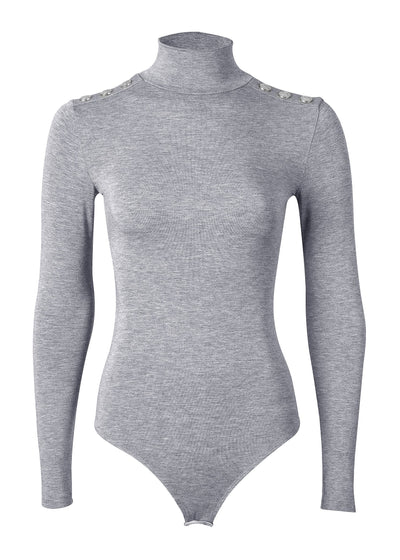 Long Sleeve Bodysuit (Grey Marl)