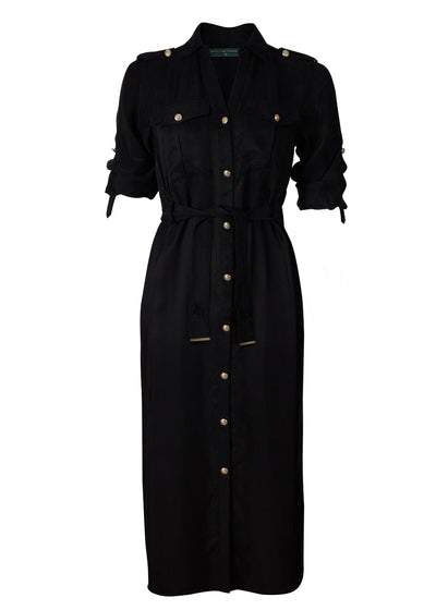 Military Midi Dress (Black)