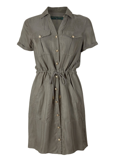 Military Shirt Dress (Misty Khaki)