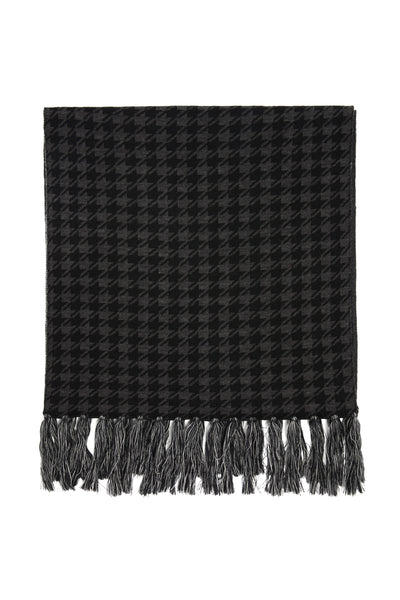 Reversible Monogram Scarf (Charcoal Houndstooth)