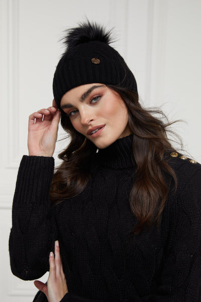 Rib Bobble Hat (Black)