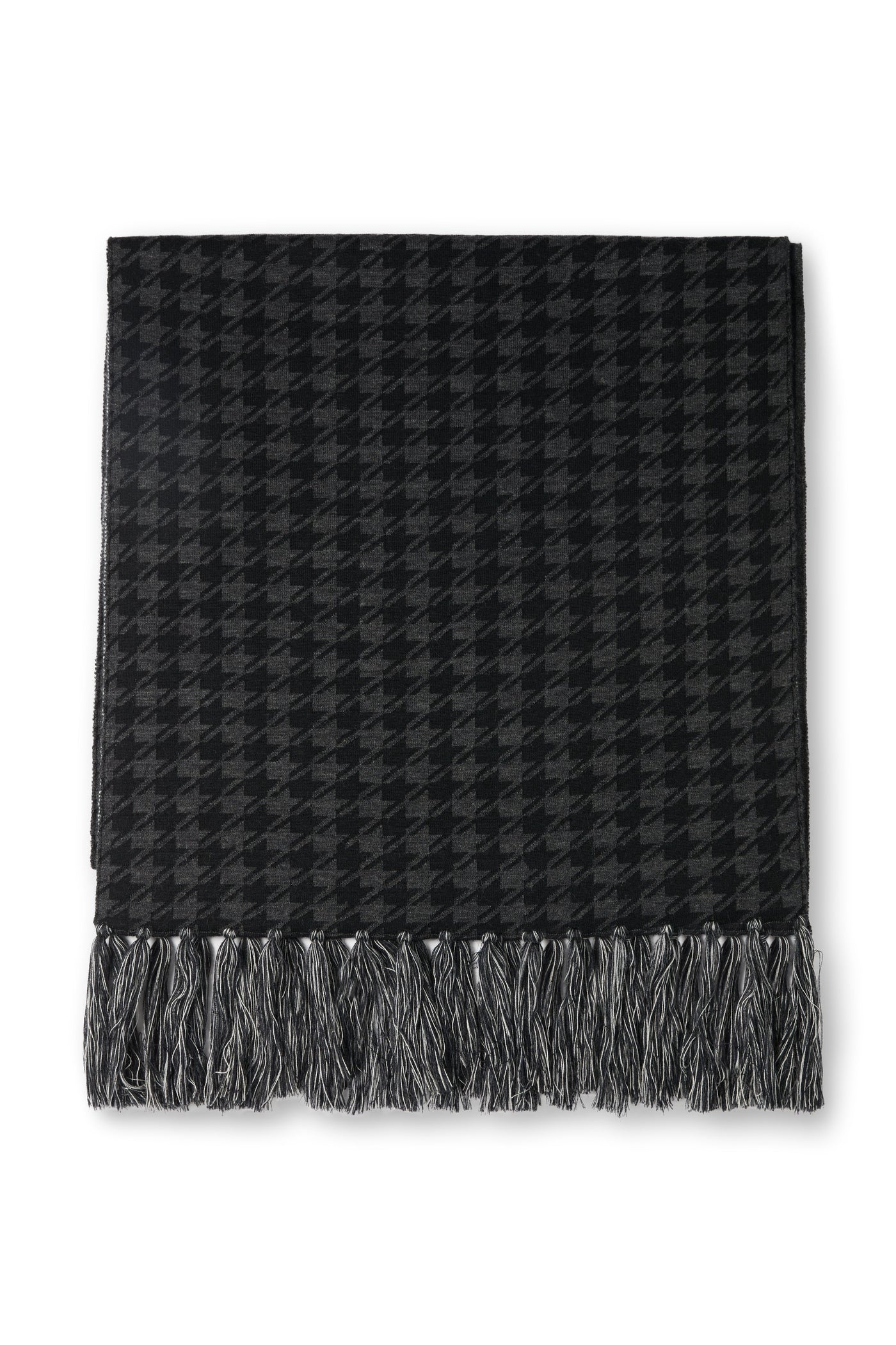 Reversible Monogram Scarf (Charcoal Houndstooth)