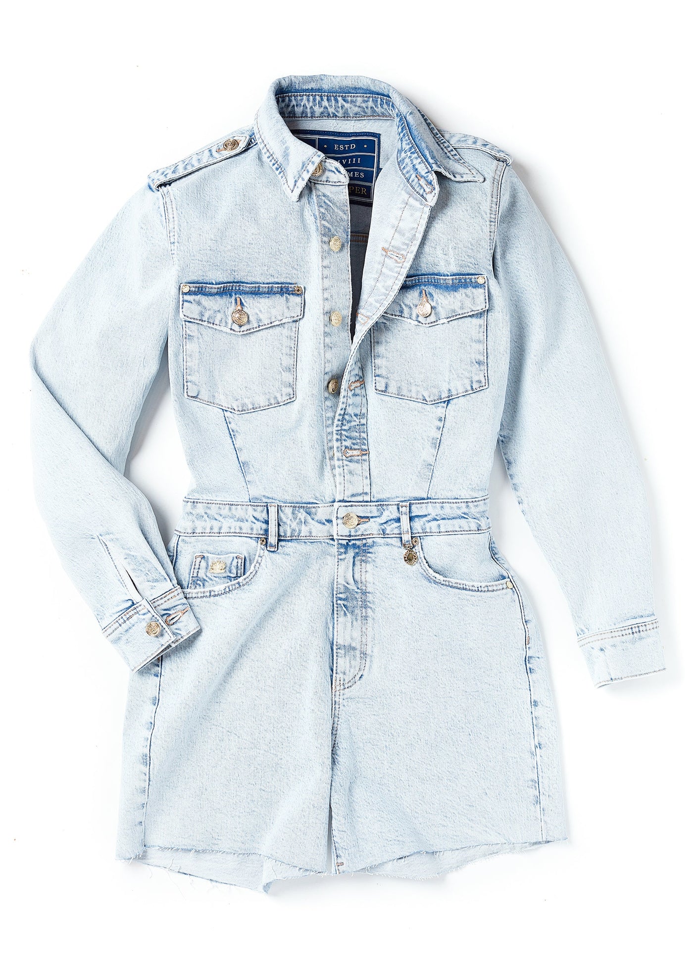 Utility Playsuit (Light Stone Wash)