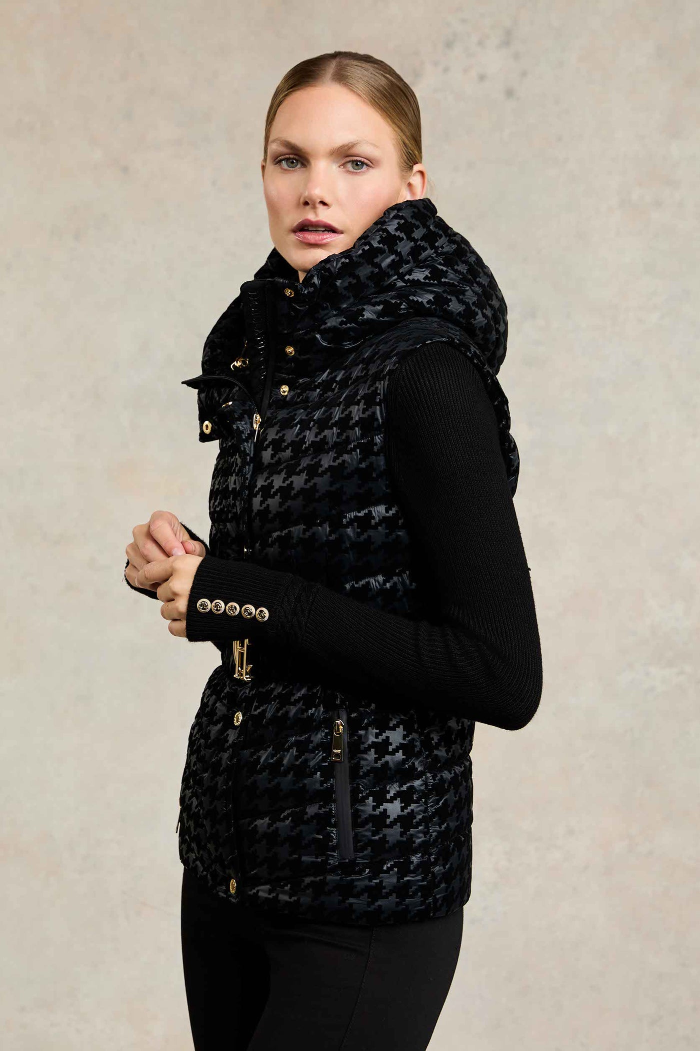 Vermont Gilet (Mono Houndstooth)