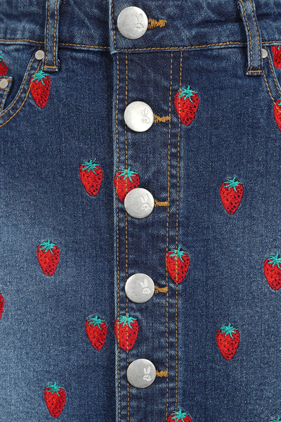 Strawberry Denim Mini Skirt